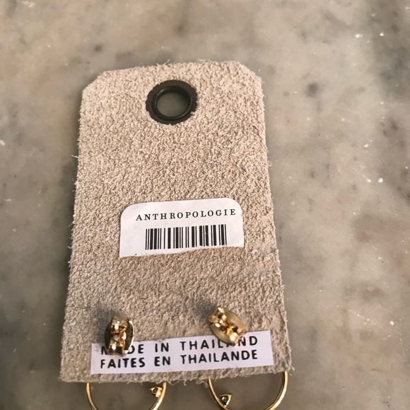 NWT Anthro gold mini hoop stud earrings - Picture 6 of 6